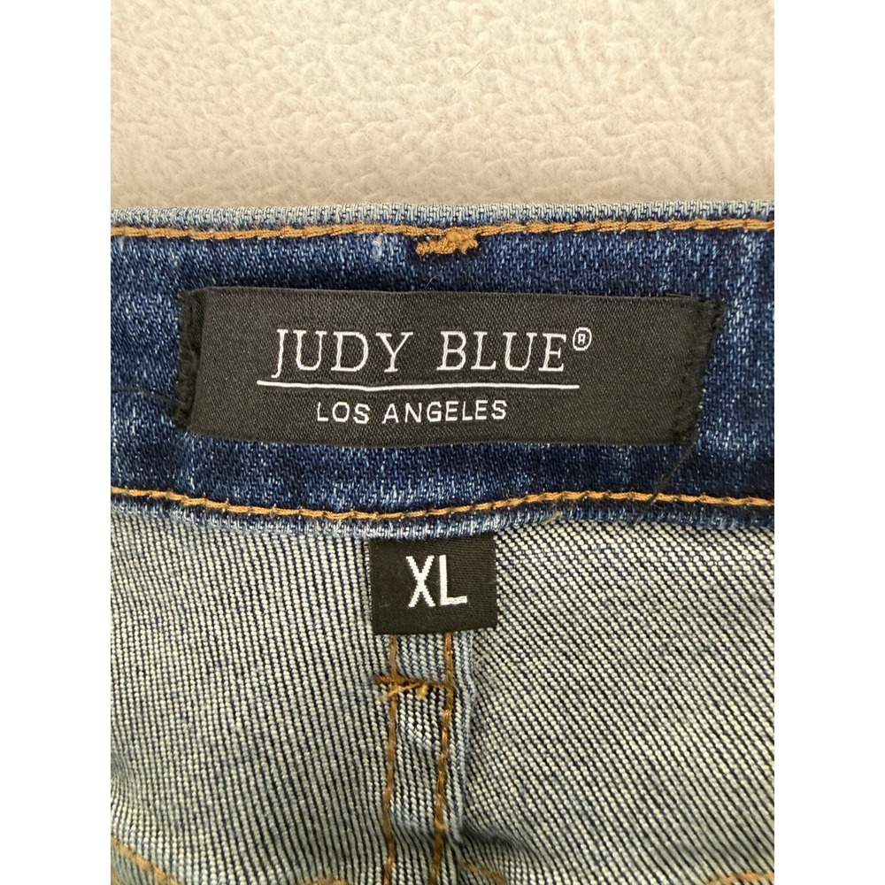 Judy Blue Denim Shorts Womens XL Dark Blue High Rise Distressed JB150246 DK - Picture 2 of 15